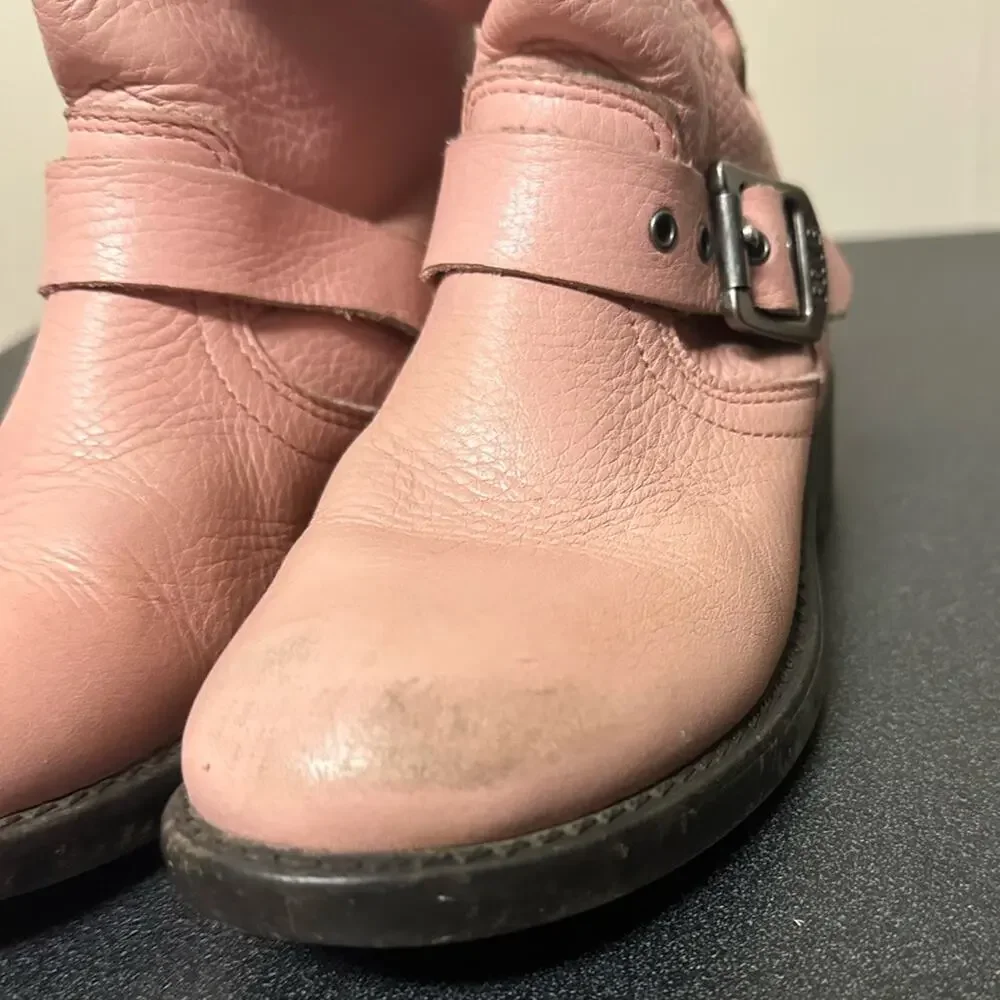 Girls Frye Youth Engineer Boot Pink Leather Biker Pull On Bootie Size 12.5 Girls